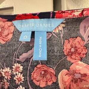 Draper James Floral Blouse in Pink, Navy & Creme - Wrap Shirt w/Bow Tie